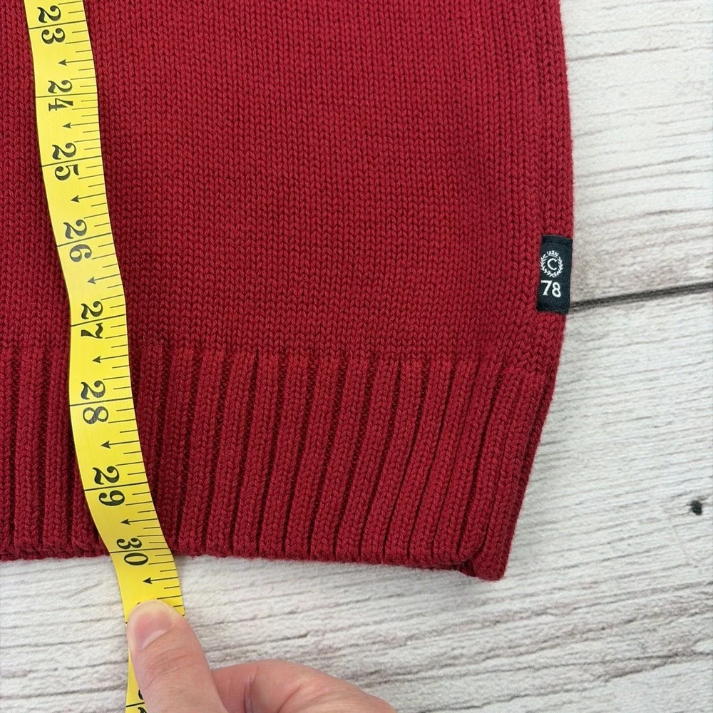 Chaps Men's XL 1/4 Zip Cotton Knit Cardigan Long Sleeve Moose Head Sweater Red
